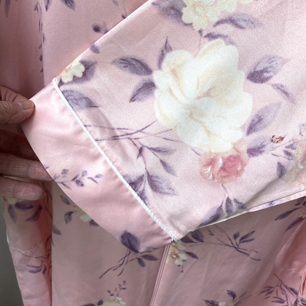 Miss Elaine Sz L Pink Floral Full Length Nightgown/Housecoat Pockets 861186 - Picture 6 of 10